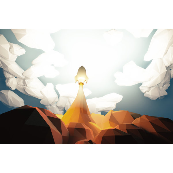 Wrought Studio Space Rocket On Canvas by Peshkov Print Wayfair